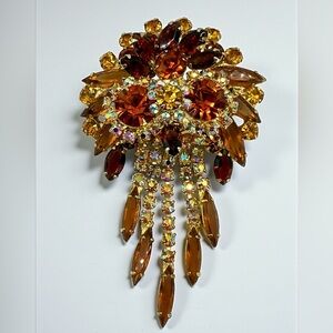 Vintage Juliana Owl Brooch Pendant Topaz AB Rhinestone Book Piece RF# Rose-2162